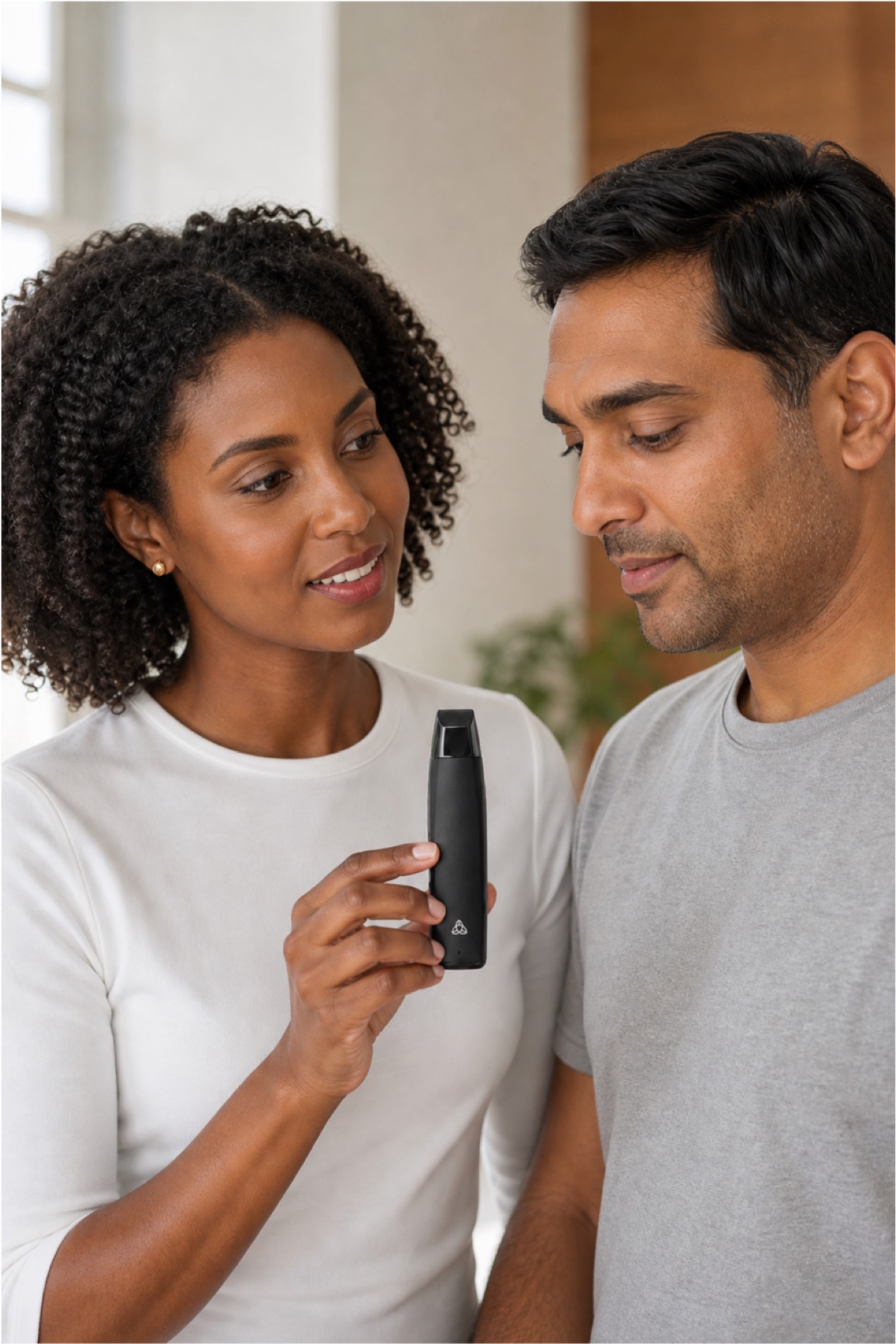 Healthcare practitioner discussing medicinal cannabis device with a patient